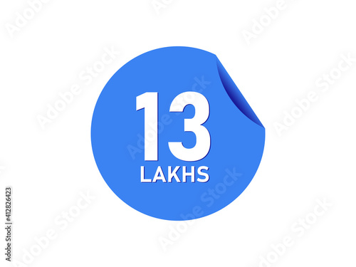 13 Lakhs texts on the blue sticker