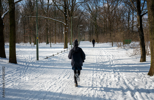 Winter in the snowy park in Berlin