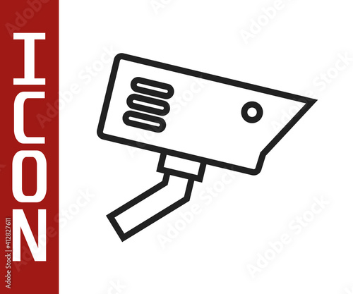 Black line Security camera icon isolated on white background. Vector.
