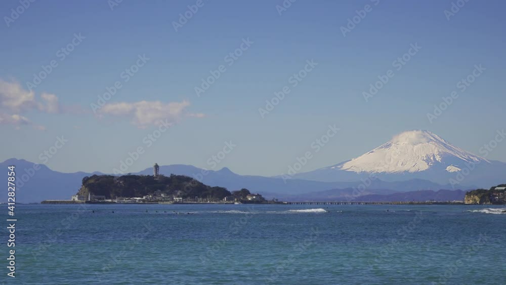 江ノ島湘南海岸と富士山 江ノ島湘南海岸と富士山