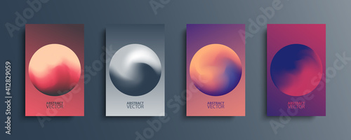Abstract circle backgrounds set with modern abstract color gradient patterns. Colourful gradient orbs round shapes collection for your design. Vector illustration. © FineVector