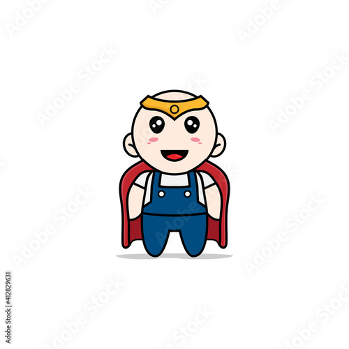 Wallpaper Mural Cute mechanic character wearing superhero costume. Torontodigital.ca