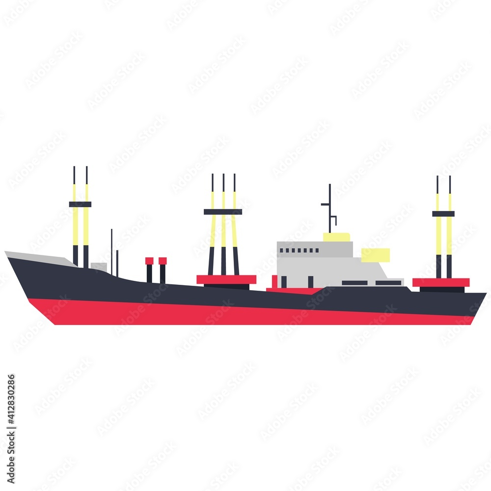 Obraz premium Bulker ship flat vector isolated on white background