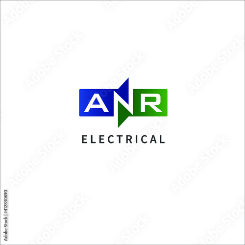 ANR Letter Business Logo Design Alphabet with electrical Symbol