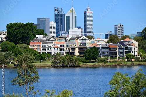 Perth city skyline of the state capital of Western Australia