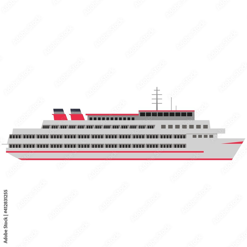 Transatlantic cruise liner ship isolated flat vector