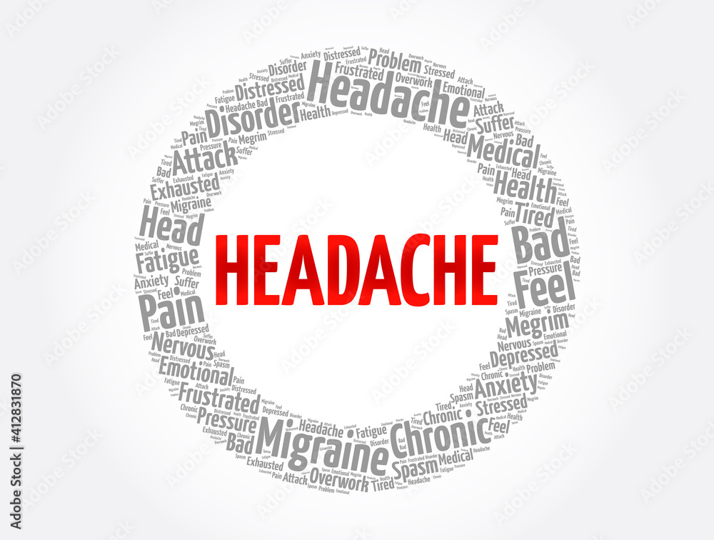 Headache word cloud collage, health concept background
