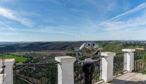 Canvastavla viewing platform in the city center of Arcos de la Frontera with coin-operated b