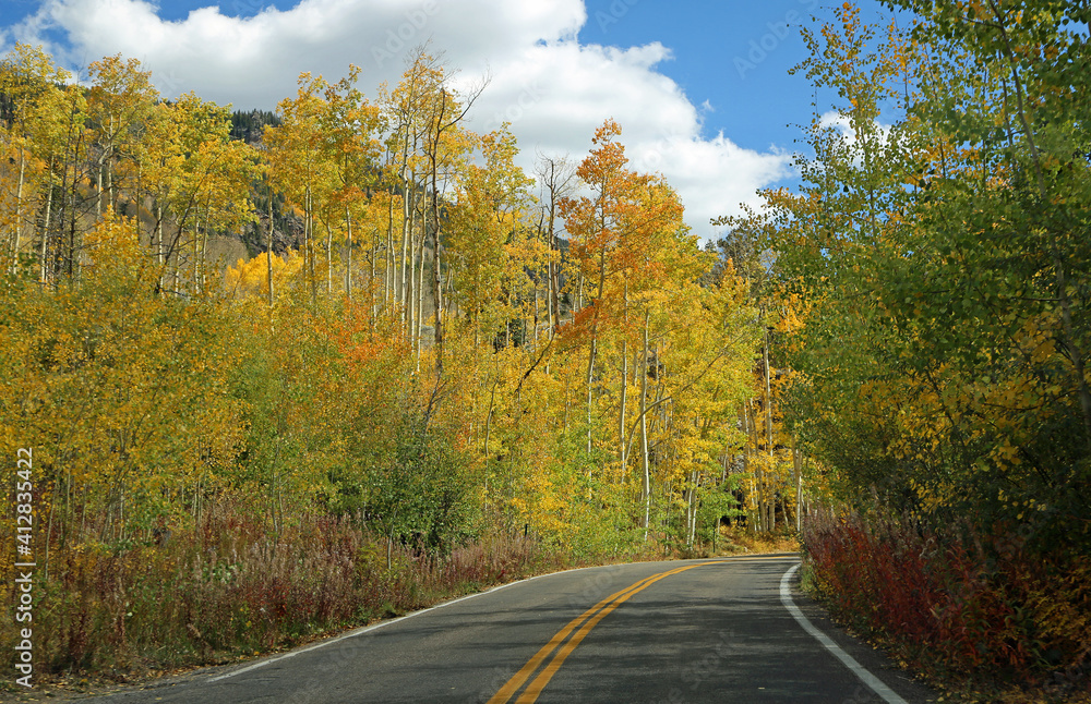 Autumn road - Rocky Mountains, Colorado Autumn road - Rocky Mountains, Colorado
