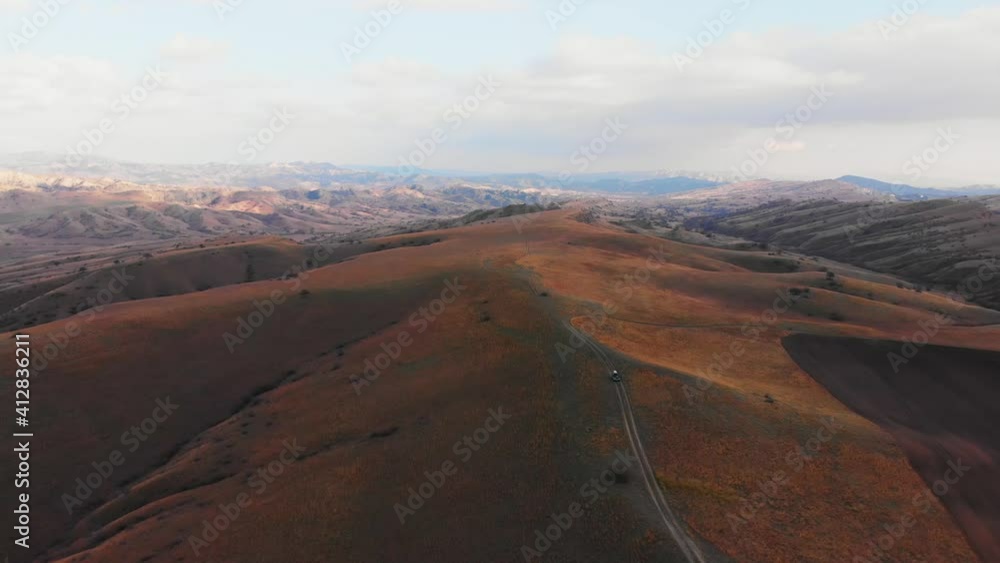 4wd isolated riding on the dark mountain with scenic landscape background 4wd isolated riding on the dark mountain with scenic landscape background
