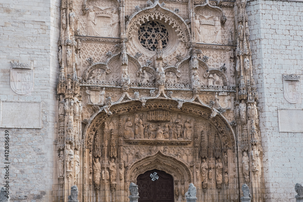 Gothic façade of the church of San Pablo in Valladolid, Spain.