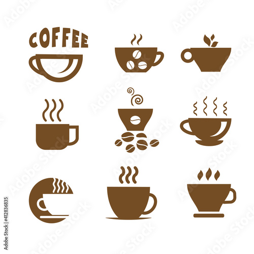 A set of coffee cup icons. Isolated vector illustration on a white background.