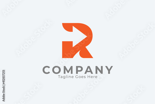 Initial R Logo, letter R with with arrow inside, Usable for Business and logistic Logos, Flat Vector Logo Design Template, vector illustration