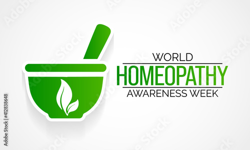 World Homeopathy Awareness Week is celebrated annually from April 10th to April 16th. the week is a celebration of both homeopaths and those who have been healed with homeopathy. Vector illustration.