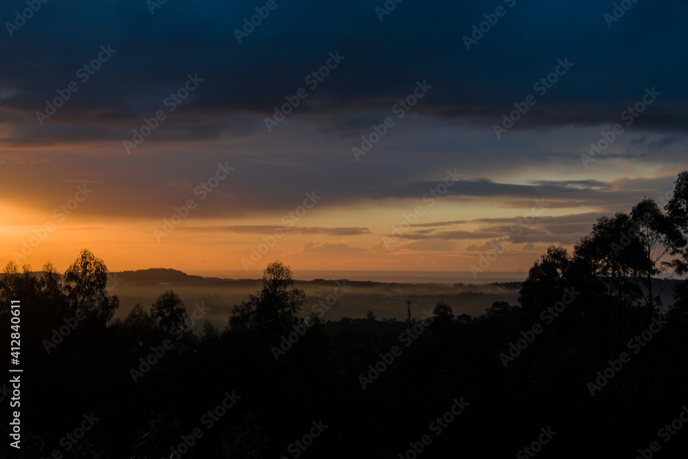 Landscape at sunset with colorful sky Landscape at sunset with colorful sky