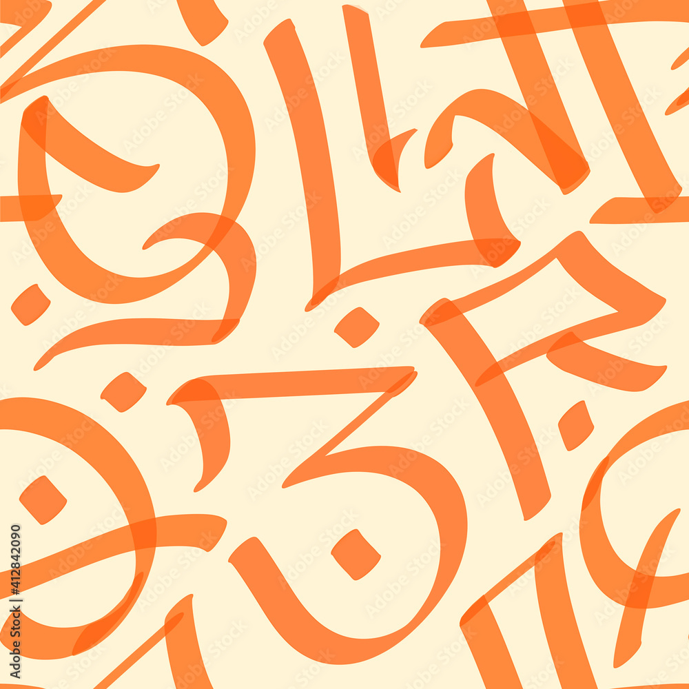 Fototapeta premium Seamless pattern with orange gothic letters