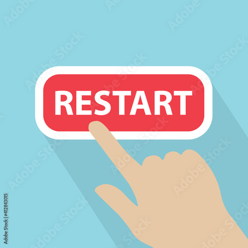 hand touching restart button- vector illustration