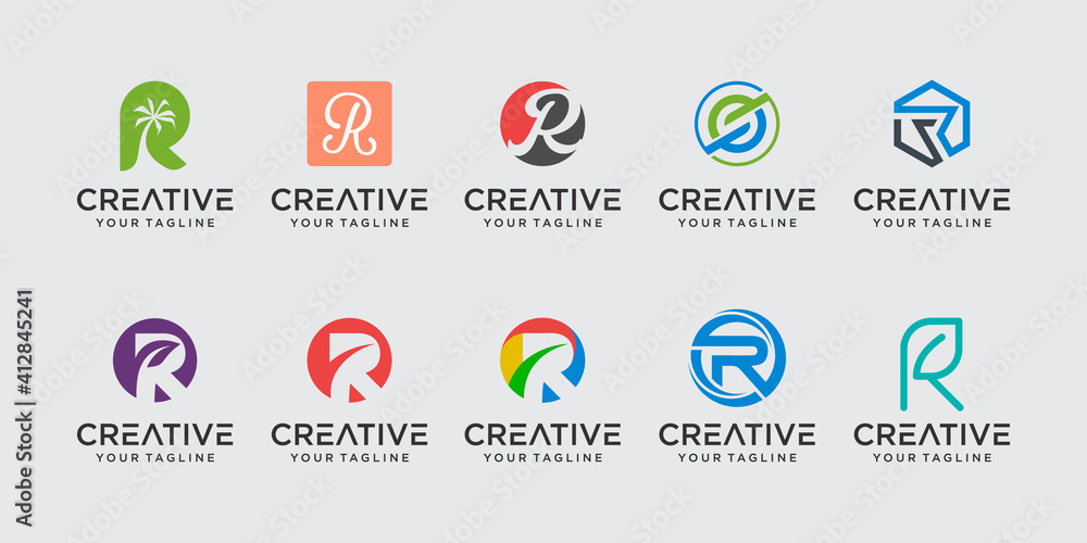 Set of monogram initial letter R RR logo template. icons for business of fashion, business, consulting. Set of monogram initial letter R RR logo template. icons for business of fashion, business, consulting.