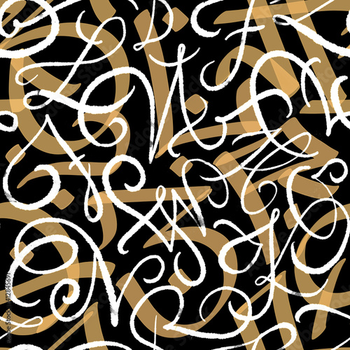 Seamless pattern with gold letters