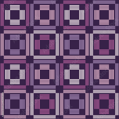 Mosaic with geometric shapes. Seamless pattern. Design with manual hatching. Textile. Ethnic boho ornament. Vector illustration for web design or print.