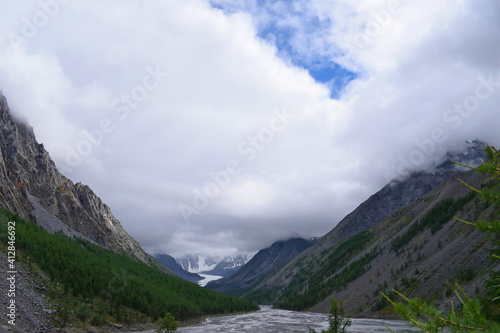 Mountain glacier. Beautiful landscape, summer. Altai, Siberia, Russia.