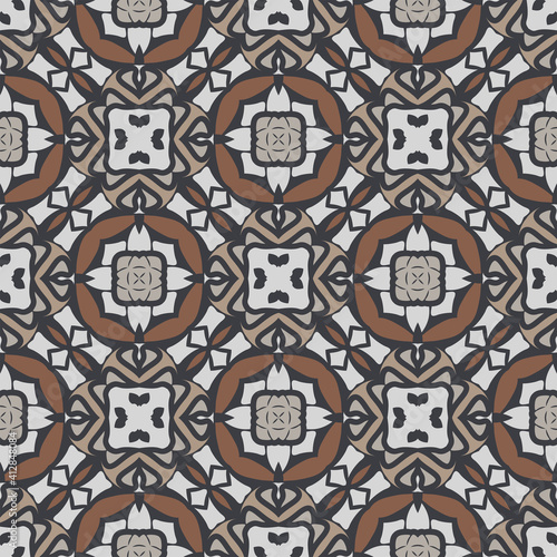 Creative style color abstract geometric seamless pattern in beige gray beige orange blue, can be used for printing onto fabric, interior, design, textile, tiles, carpet, rug.