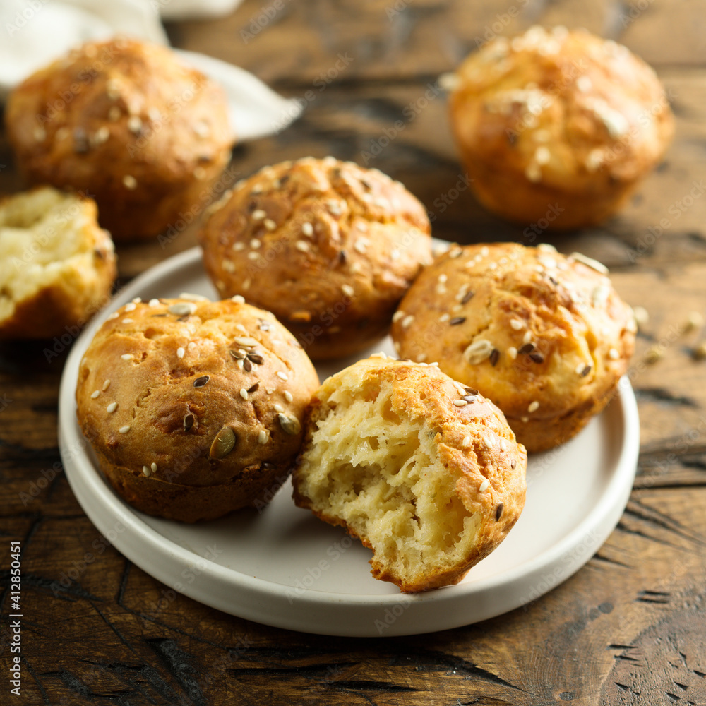 Homemade cheese muffins with seeds Homemade cheese muffins with seeds