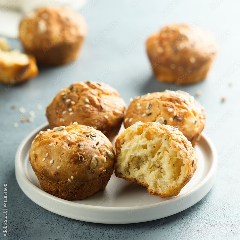 Homemade cheese muffins with seeds