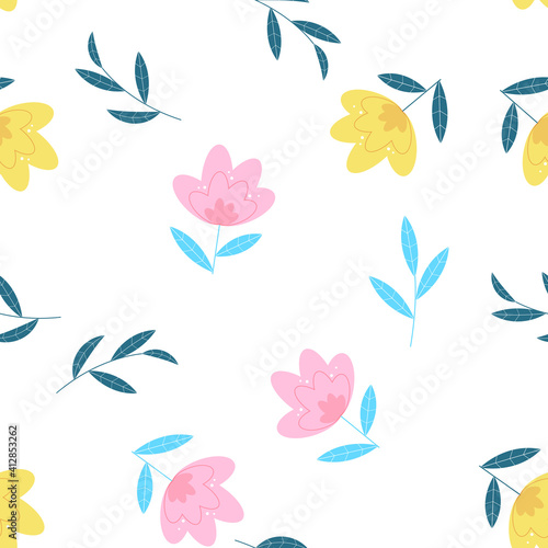 Summer Flower Seamless Pattern Background Vector Illustration EPS10