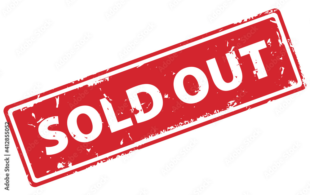 Fototapeta premium Sold Out red rectangular filled rubber stamp icon isolated on white background. Sold out square stamp symbol.