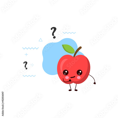 Cute happy smiling apple with the question mark.vector