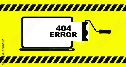404 error sign on yellow background
