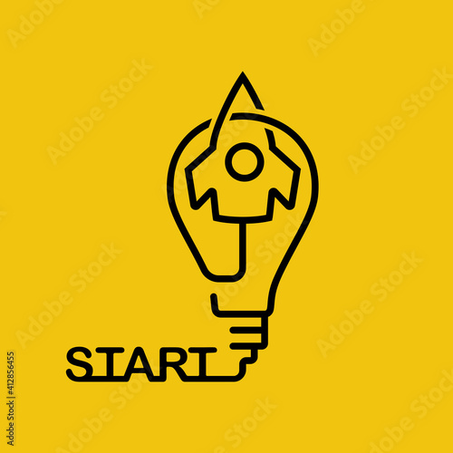 Logo taking off rocket idea. Landing page startup