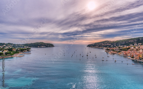 sunset over the bay of Villefranche-sur-mer, France