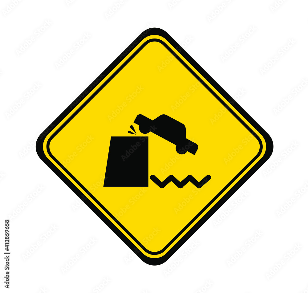 danger of falling sea sign danger of falling sea sign