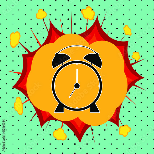 Alarm clock sign, pop art explosion, vector illustration for design