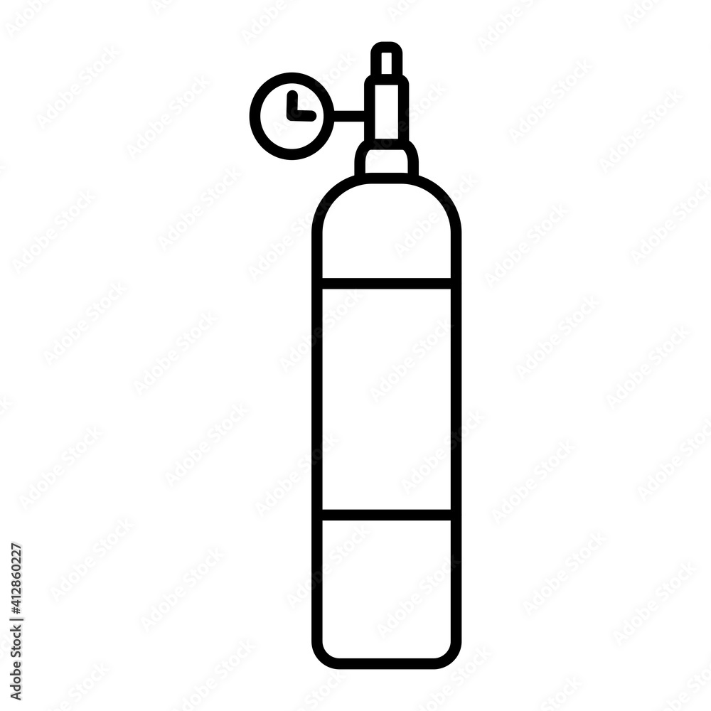 Vector Oxygen Cylinder Outline Icon Design Vector Oxygen Cylinder Outline Icon Design
