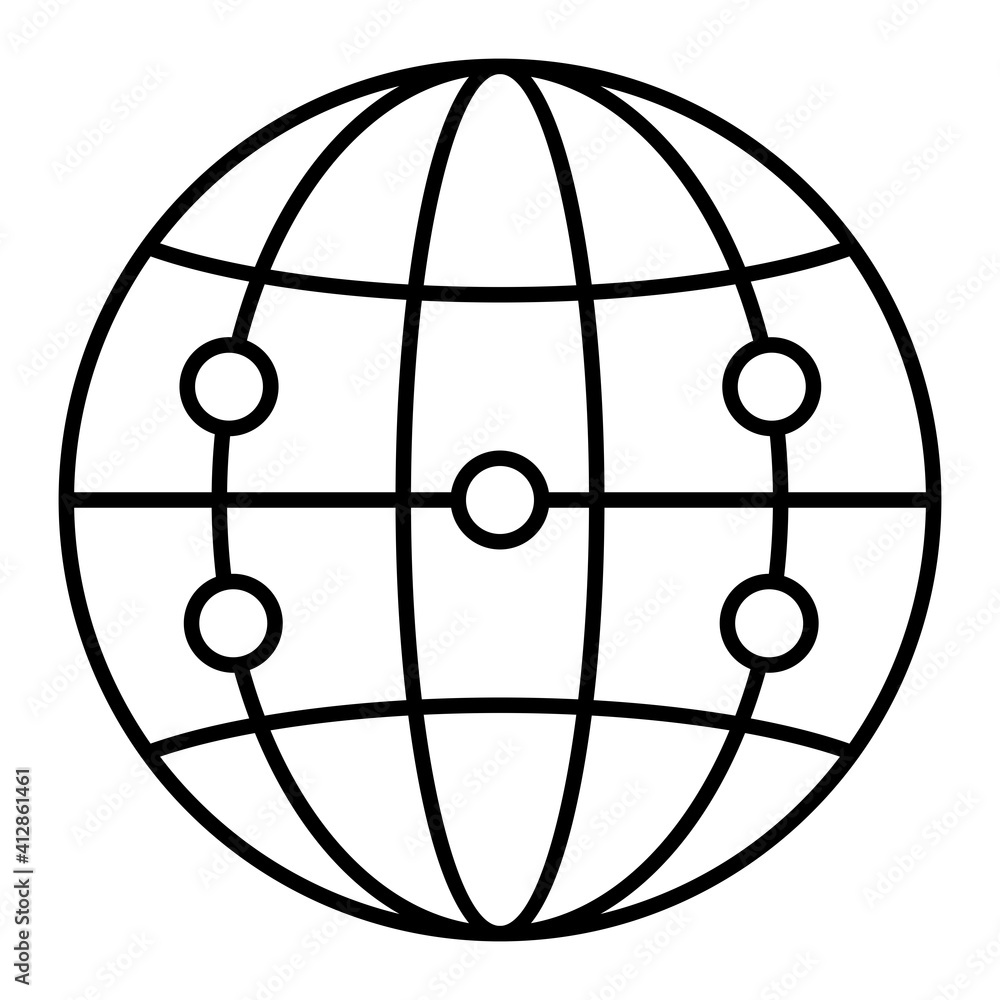 Vector Globe Network Outline Icon Design Vector Globe Network Outline Icon Design