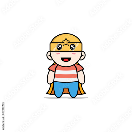 Wallpaper Mural Cute boy character wearing superhero costume. Torontodigital.ca