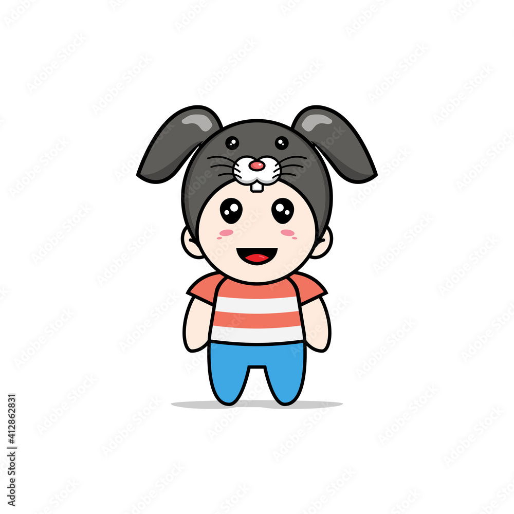 Cute boy character wearing rabbit costume. Cute boy character wearing rabbit costume.
