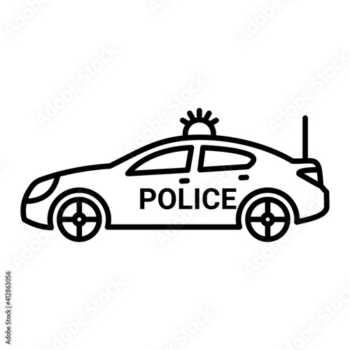 Vector Police Car Outline Icon Design