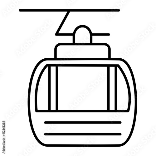 Vector Cable Car Outline Icon Design