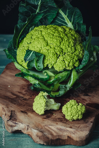 Raw fresh green cauliflower from Puglia photo