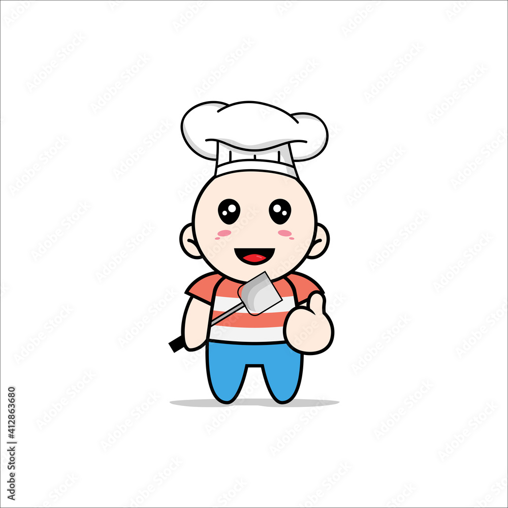 Cute boy character wearing chef costume. Cute boy character wearing chef costume.