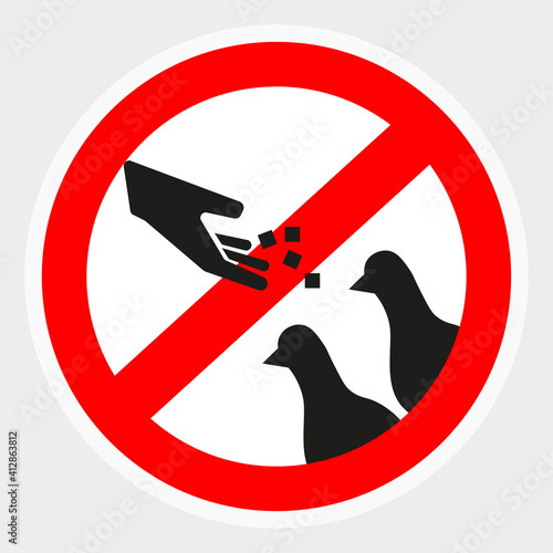 Do not feed the animals wildlife birds sign, vector illustration