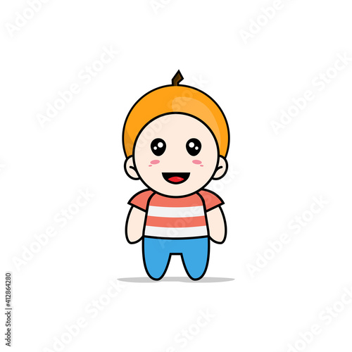 Cute boy character wearing orange costume.