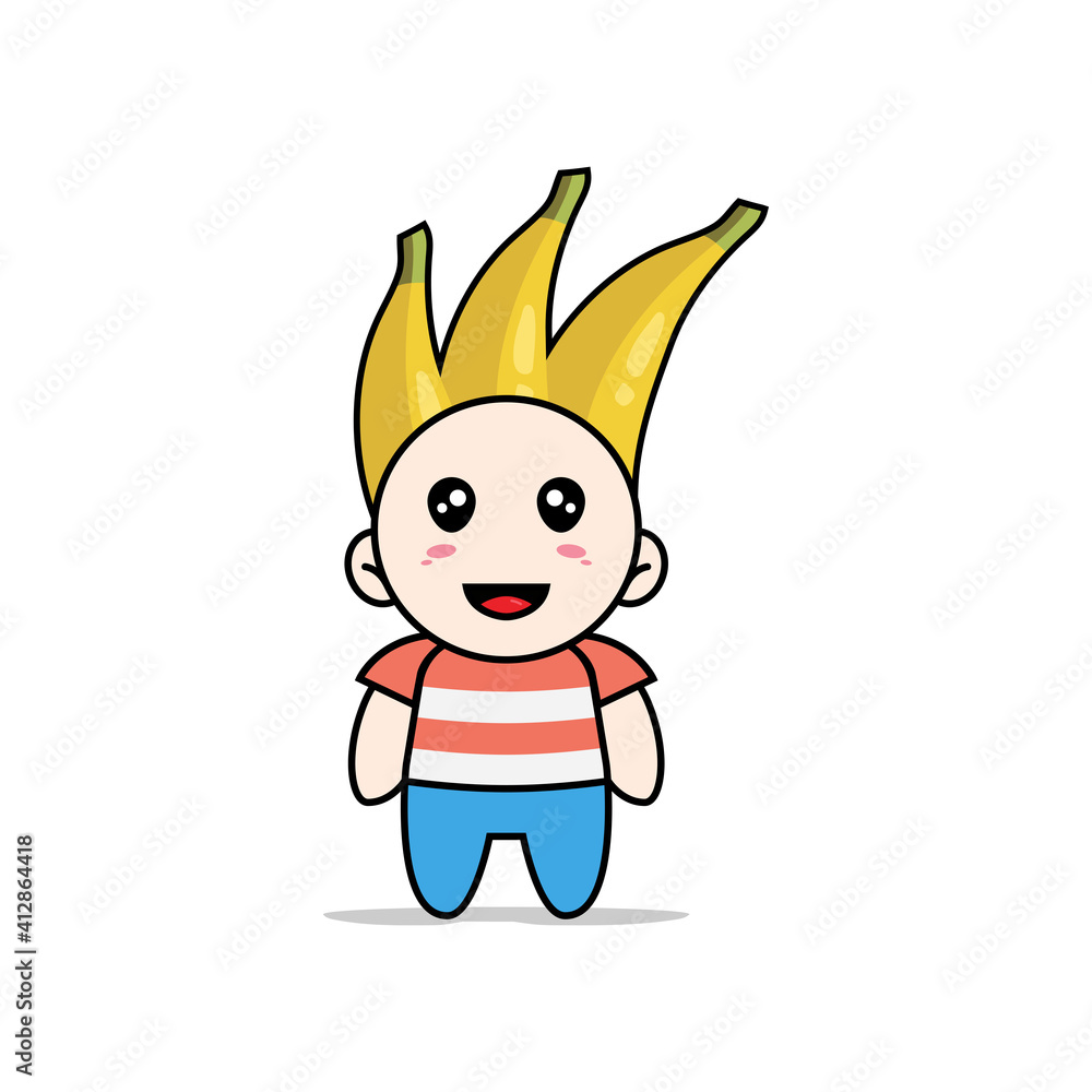 Cute boy character wearing banana costume. Cute boy character wearing banana costume.