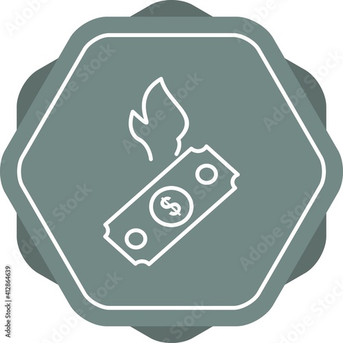 Unique Dollar On Fire Line Vector Icon