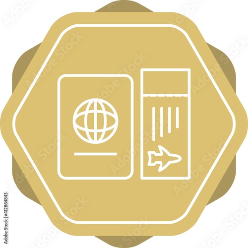 Unique Ticket And Passport Line Vector Icon