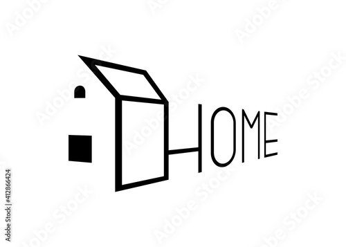 Home linear logo perspective design template for real estate company. House development linear brand identity concept. Architecture and property building logotype vector isolated eps illustration